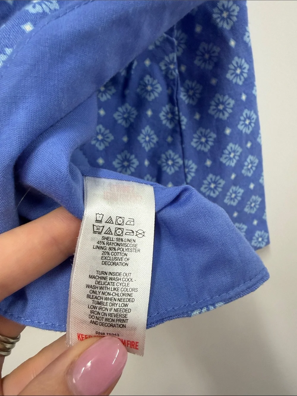 Sigrid Olsen Blue Printed Two-Piece Tank and Wide-Leg Set M 7/8